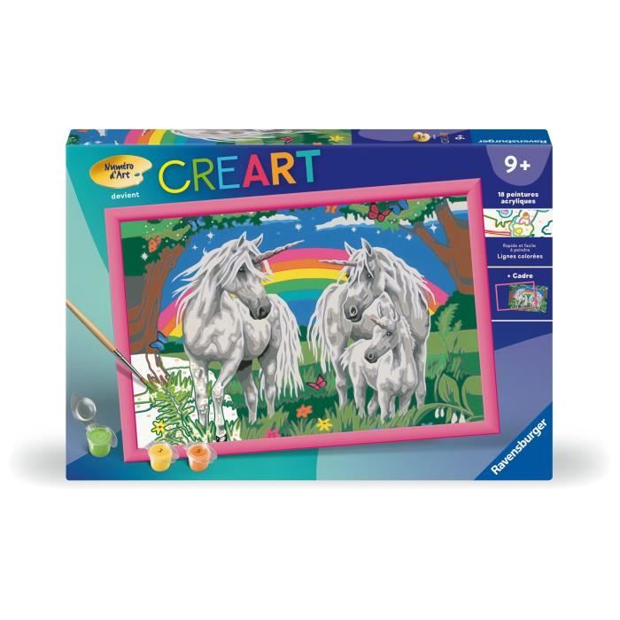 CreArt Kids 31x21cm Unicorn Land, Kit di pittura con i numeri, Numero d&