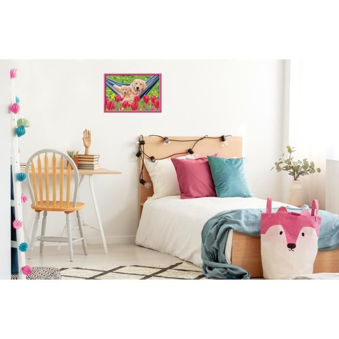 CreArt Kids 31x21cm Labrador e Tulipani, Kit Dipingi con i Numeri, Età 7+, 25852, Ravensburger