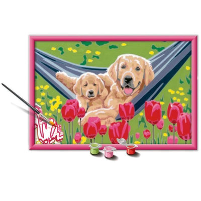 CreArt Kids 31x21cm Labrador e Tulipani, Kit Dipingi con i Numeri, Età 7+, 25852, Ravensburger