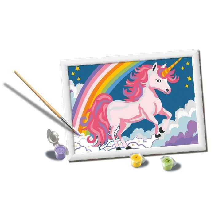 CreArt Kids 18x24cm Neon Unicorn, Kit di pittura con i numeri, età 7+, 25904, Ravensburger