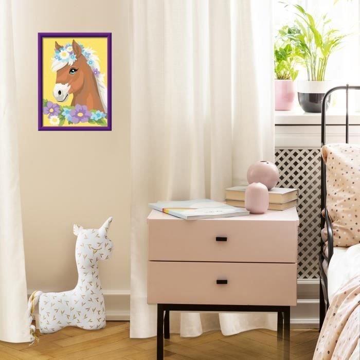 CreArt Kids 18x24cm Flowery Horse, Kit di pittura con i numeri, Numero d&