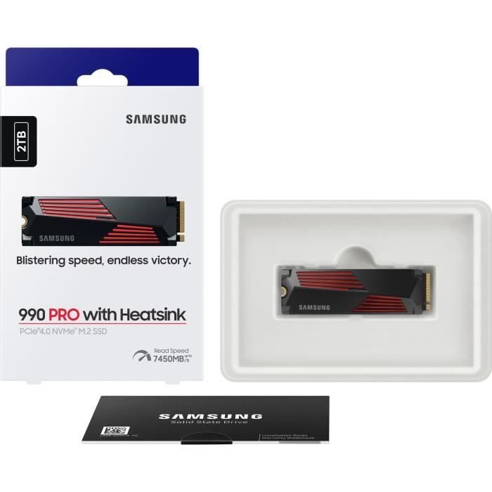 SAMSUNG - 990 PRO - SSD interno - 2 TB - Con dissipatore di calore - PCIe 4.0 - NVMe 2.0 - M2 2280 - Fino a 7450 MB/s (MZ-V9P2T0GW)