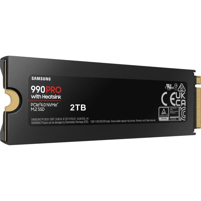 SAMSUNG - 990 PRO - SSD interno - 2 TB - Con dissipatore di calore - PCIe 4.0 - NVMe 2.0 - M2 2280 - Fino a 7450 MB/s (MZ-V9P2T0GW)