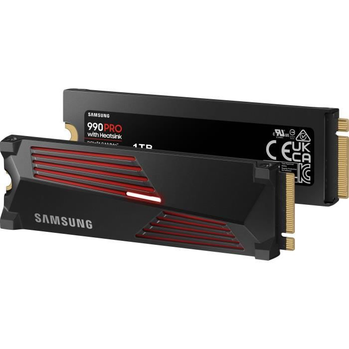 SAMSUNG - 990 PRO - SSD interno - 1 TB - Con dissipatore di calore - PCIe 4.0 - NVMe 2.0 - M2 2280 - Fino a 7450 MB/s (MZ-V9P1T0GW)