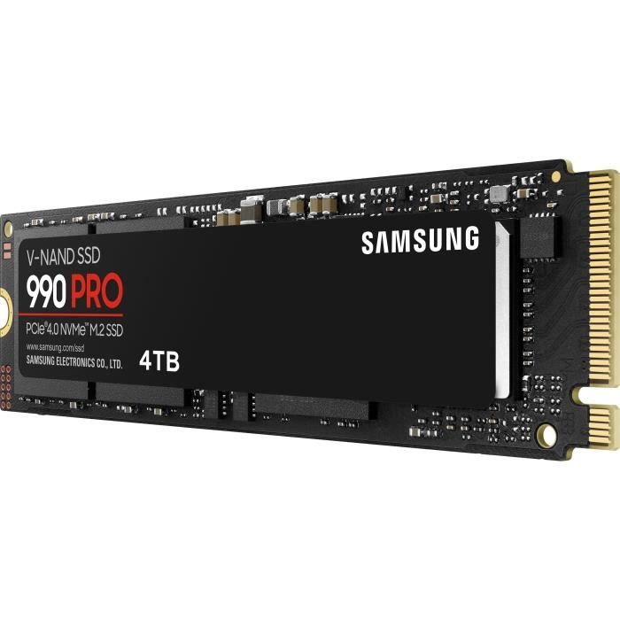 SAMSUNG - 990 PRO - SSD interno - 4 TB - PCIe 4.0 - NVMe 2.0 - M2 2280 - Fino a 7450 MB/s (MZ-V9P4T0BW)