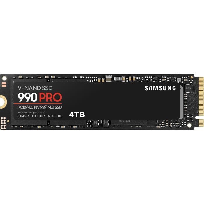 SAMSUNG - 990 PRO - SSD interno - 4 TB - PCIe 4.0 - NVMe 2.0 - M2 2280 - Fino a 7450 MB/s (MZ-V9P4T0BW)