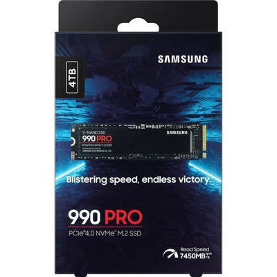 SAMSUNG - 990 PRO - SSD interno - 4 TB - PCIe 4.0 - NVMe 2.0 - M2 2280 - Fino a 7450 MB/s (MZ-V9P4T0BW)