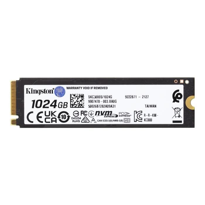 KINGSTON - SSD interno - KC3000 - 1024GB - M.2 NVMe (SKC3000S/1024G)