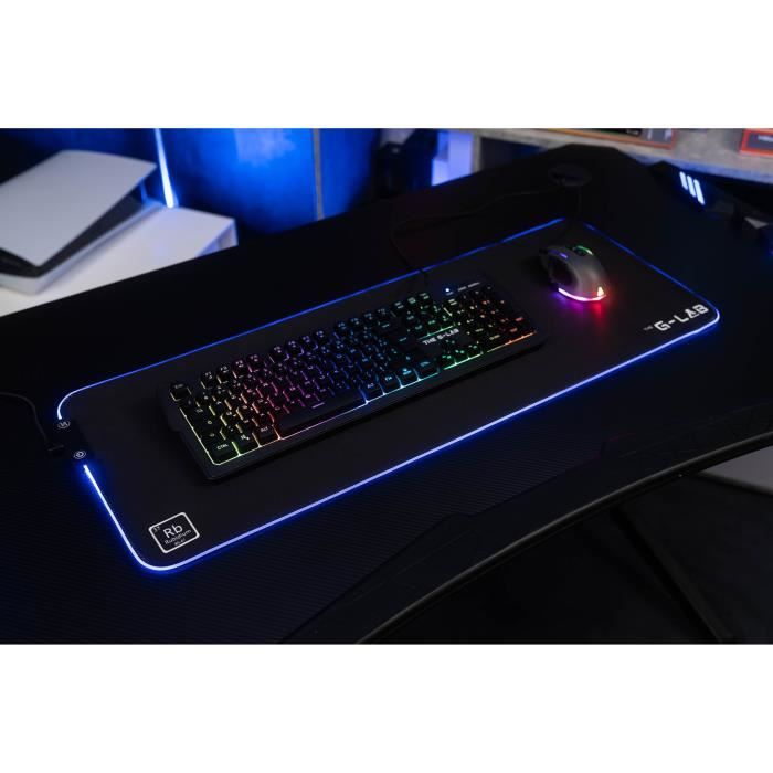 Tappetino per mouse RGB - THE G-LAB - PAD-RUBIDIUM - XXL - 800x300x3mm - Porta USB