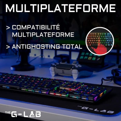 Tastiera da gioco di cablaggio L'interruttore a basso profilo G -Lab - rosso