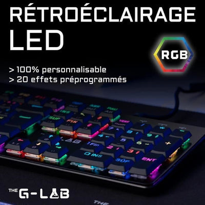 Tastiera da gioco di cablaggio L'interruttore a basso profilo G -Lab - rosso