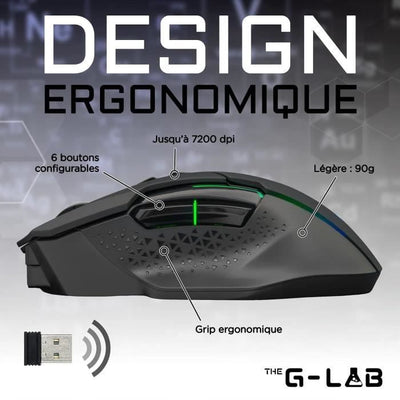 Mouse da gioco RGB wireless il g -lab 7200 dpi - nero