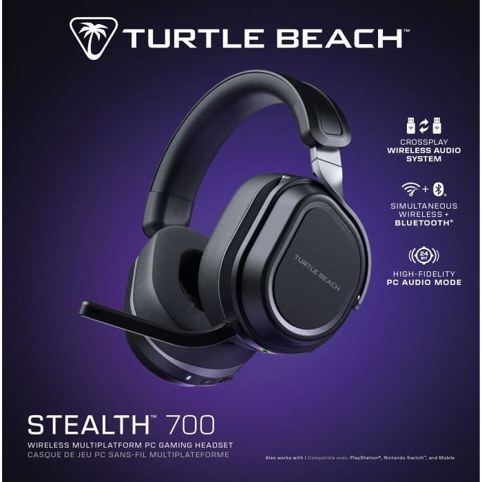 Cuffie da gioco wireless multipiattaforma - TURTLE BEACH - Stealth 700PC (Gen3) - Nero