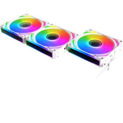 XIGMATEK - Starlink Ultra Arctic (Bianco) - Confezione da 3 ventole per PC - 3x120mm ARGB - 800-2000 RPM - <29,2 dBA - 68,5 CFM - Hub incluso