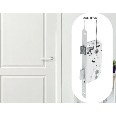 Serratura da incasso foro cilindro - YALE - Y50R-A40/B - Asse 40 mm, cassa 135 mm - Scrocco reversibile, Testa tonda - Bianco