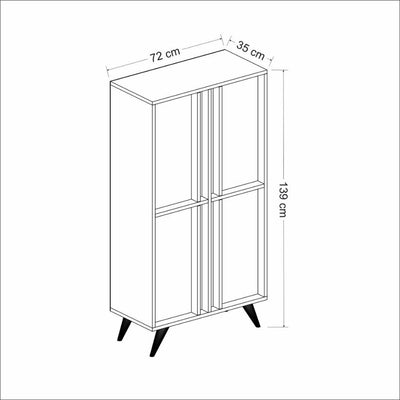 Credenza alta Rilla 4 ante antracite noce 72x139
