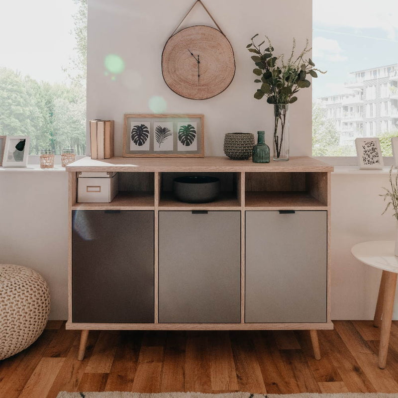 Credenza Epik 51 rovere antracite grigio 3 ante 120x40x88,3