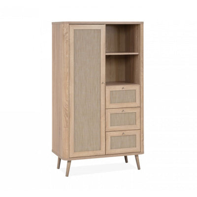 Credenza KUTA53 rovere sonoma 3 cassetti e anta effetto rafia