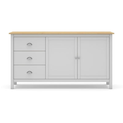 Credenza Misti 2 ante e 3 cassetti in legno massiccio bianco e rovere