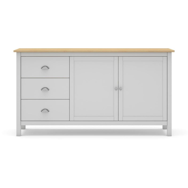Credenza Misti 2 ante e 3 cassetti in legno massiccio bianco e rovere