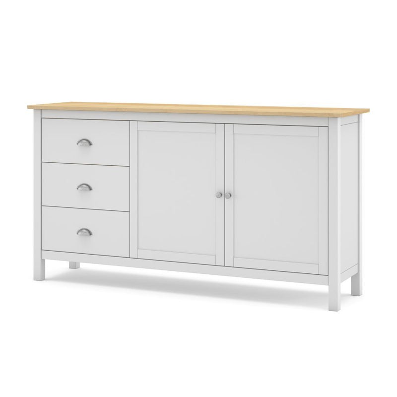 Credenza Misti 2 ante e 3 cassetti in legno massiccio bianco e rovere