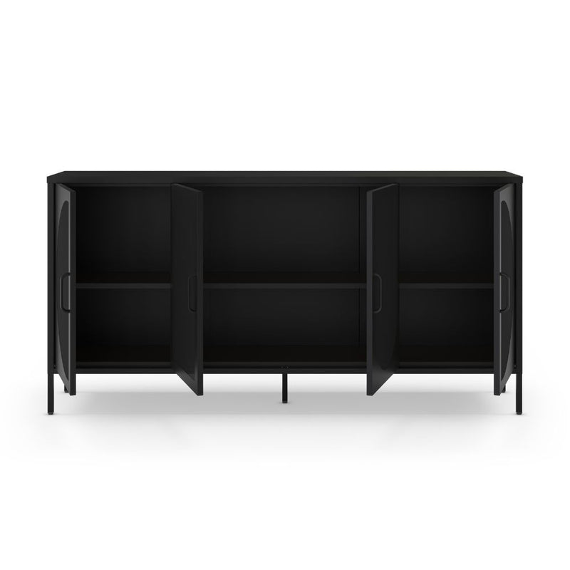 Credenza Tayra in metallo con 4 ante 160 cm. nero