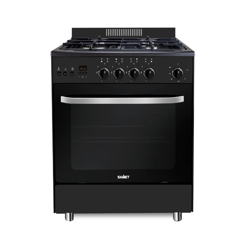 Cucina a gas Stromboli 60x60 cm. con forno a gas e grill elettrico nero classe A