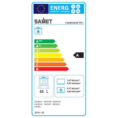 Cucina a gas Stromboli 60x60 cm. con forno a gas e grill elettrico nero classe A