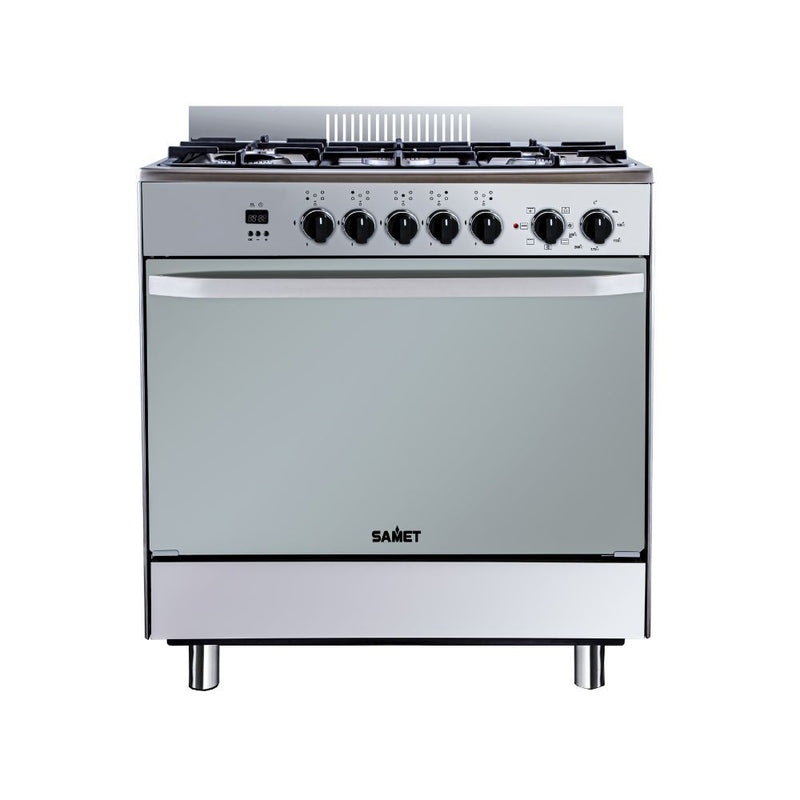 Cucina a gas Stromboli 80x55 cm. con forno e grill elettrici colore inox classe A