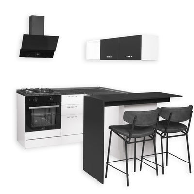 Cucina angolare Matera 180x160 con penisola reversibile bianca e nera