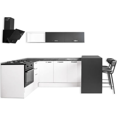 Cucina angolare Matera 180x160 con penisola reversibile bianca e nera