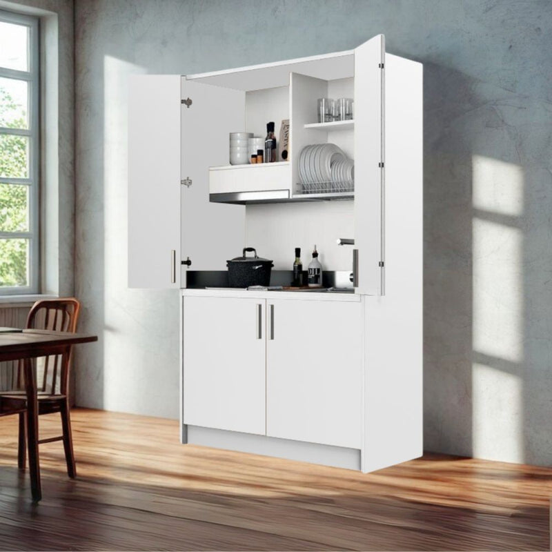 Cucina monoblocco Fold Evolution struttura e ante a libro bianco