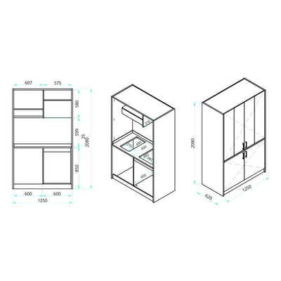 Cucina monoblocco Fold Evolution struttura e ante a libro rovere