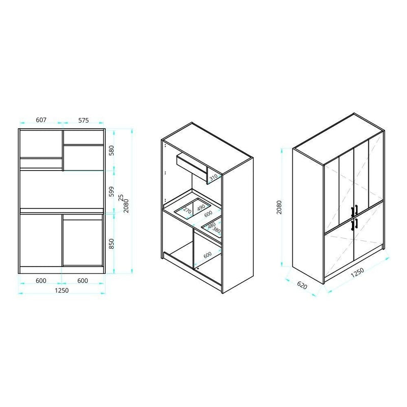 Cucina monoblocco Fold Evolution struttura e ante a libro rovere