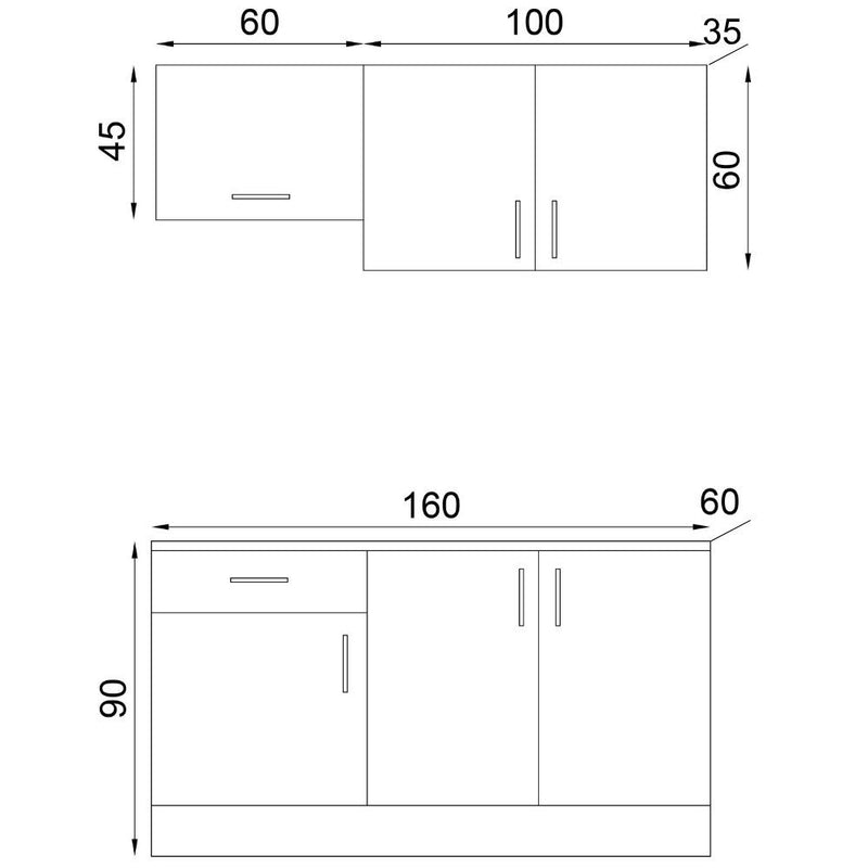 Cucina monoblocco Isernia 160 cm bianca reversibile con elettrodomestici