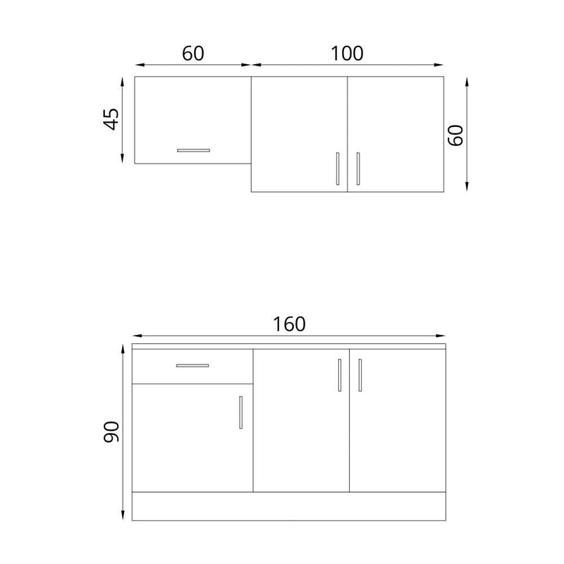 Cucina monoblocco Isernia 160 cm bianca reversibile con elettrodomestici