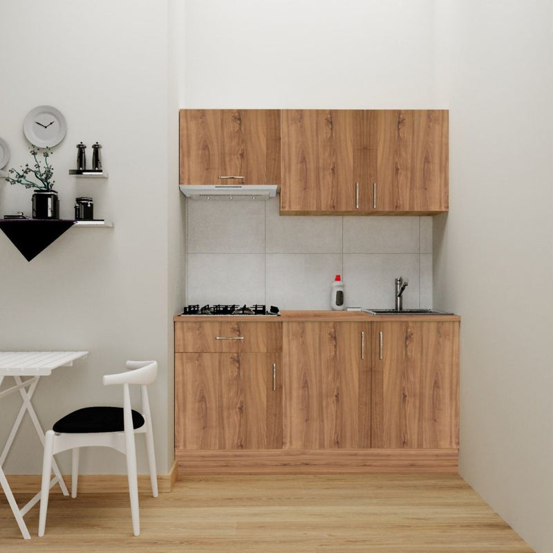 Cucina monoblocco Isernia 160 rovere reversibile con elettrodomestici