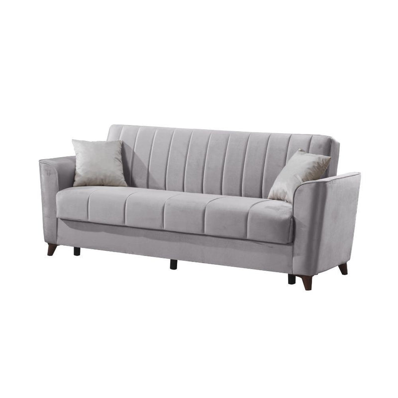 Divano letto Duca con contenitore in velluto Setra grigio