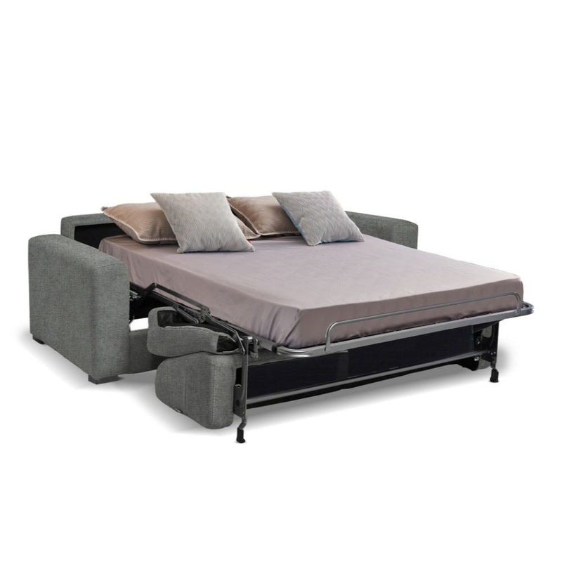 Divano letto Kriog 3 posti con rete elettrosaldata in tessuto Barrel 83 grigio