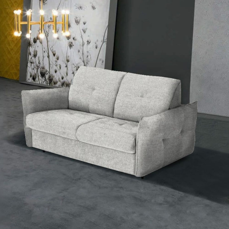 Divano letto Marea 3 posti con rete elettrosaldata materasso 20 cm. in tessuto Aragon 80 grigio chiaro