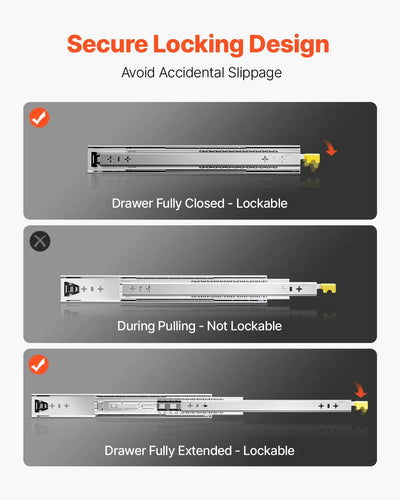 Coppia Guide per Cassetti con Chiusura e Cuscinetti 630 x 53 x 19,5 mm