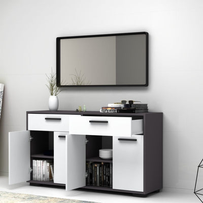 Credenza Truva 4 ante e 2 cassetti 140 cm grigio bianco