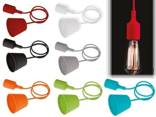 PORTALAMPADE SOSPENSIONE ROSONE IN SILICONE  45xH90 MM