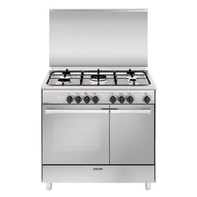 Cucina Glem Gas UR965MI: Efficienza Classe A, Acciaio Inox, Forno 64L